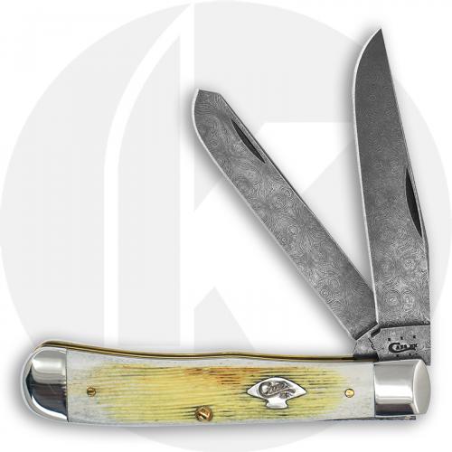 Case Trapper Knife 02850 Raindrop Damascus Burnt Natural Bone