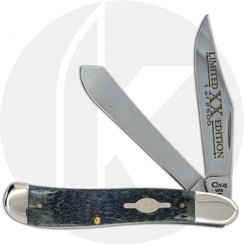 Case Dog Leg Trapper Knife 04979 - Limited Edition IV - Pitch Black Bone - 6240SS - Discontinued - BNIB
