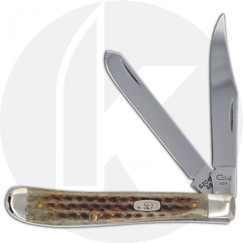 Case Slimline Trapper Knife 00808 - Pocket Worn Green Bone - 62048SS - Discontinued - BNIB