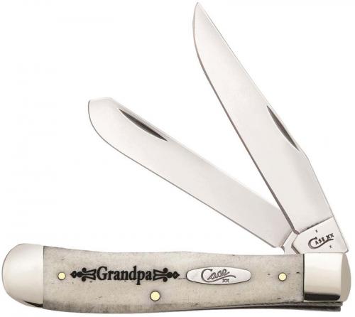 Case Grandpa Trapper Knife 10373 Smooth Natural Bone with Gift Tin 6254SS