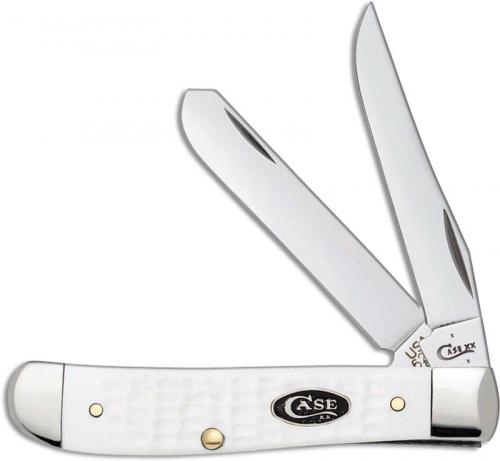 Case Mini Trapper Knife 10482 White Synthetic SparXX 6207SS