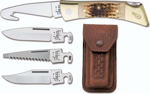 Case Knives: Case XX Changer Knife, Amber Bone with Gut Hook, CA-110