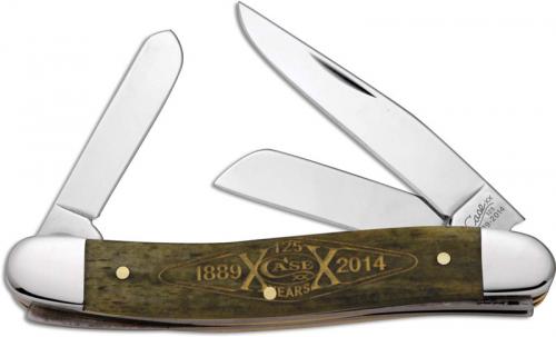 Case Medium Stockman Knife 12251 - 125th Anniversary - Smooth Olive Green Bone - 6318SS - Discontinued - BNIB