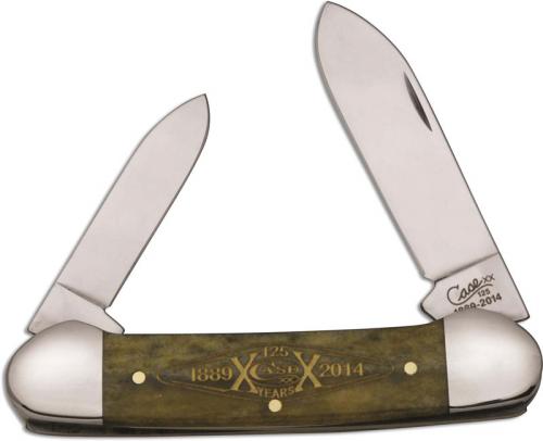 Case Canoe Knife 12254 - 125th Anniversary - Smooth Olive Green Bone - 62131SS - Discontinued - BNIB