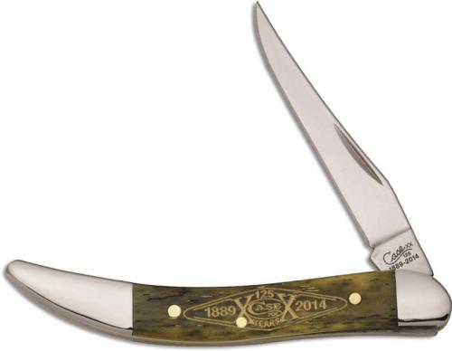 Case Small Texas Toothpick Knife 12256 - 125th Anniversary - Smooth Olive Green Bone - 610096SS - Discontinued - BNIB