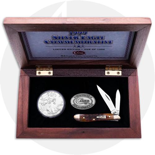 Case 1999 Silver Eagle Commerative Set - 6220SSM Peanut - Jigged Antique Bone - Discontinued - BNIB