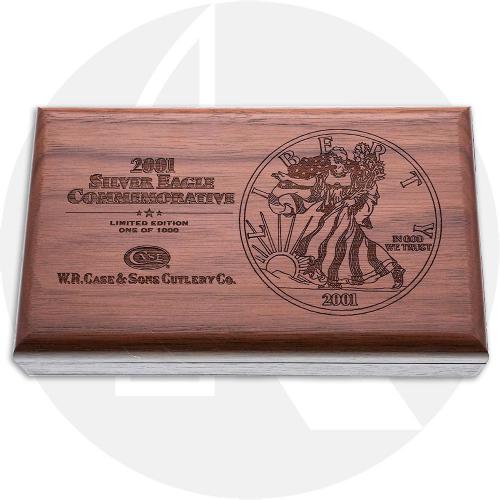 Case 2001 Silver Eagle Commerative Set - 6220SSM Peanut - Jigged Dark Red Bone - Discontinued - BNIB