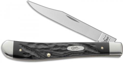 Case Knives: Case Rough Black Slimline Trapper Knife, CA-18228