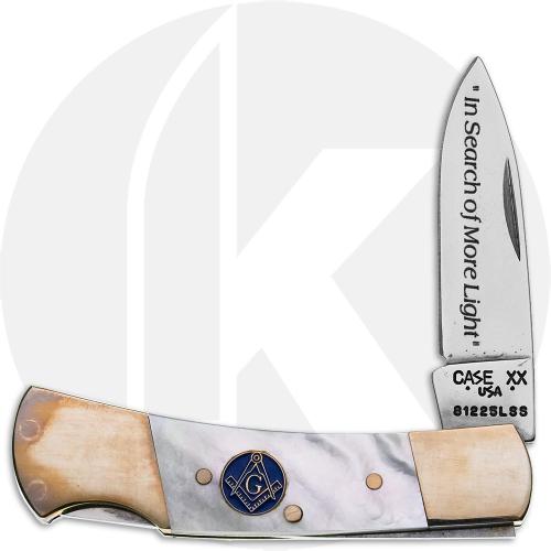 Case Masonic Lockback 02158 Knife - Mother of Pearl - 81225LSS - Discontinued - BNIB