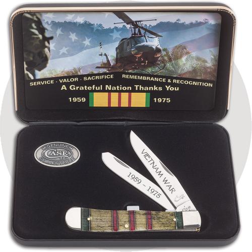 Case 22040 Vietnam War Trapper Knife Gift Set Embellished Smooth Natural Bone 6254SS