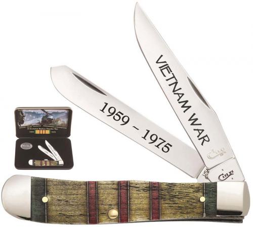 Case 22040 Vietnam War Trapper Knife Gift Set Embellished Smooth Natural Bone 6254SS