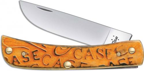 Case Sod Buster Jr Knife, Carved Persimmon Orange Bone, CA-22083