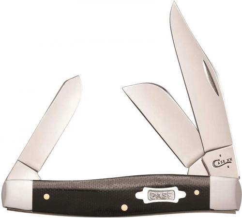 Case Large Stockman Knife 23132 Black Canvas Laminate 10375SS