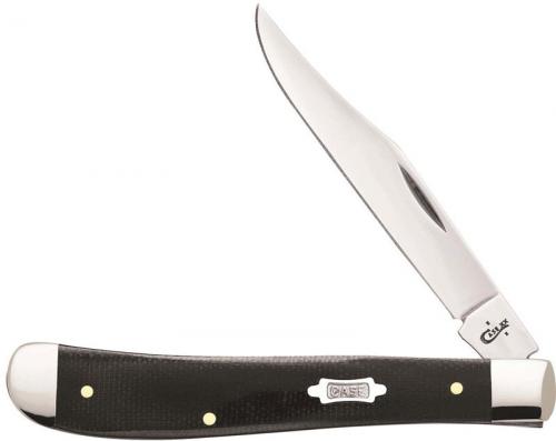 Case Slimline Trapper Knife 23135 Black Canvas Laminate 101048SS
