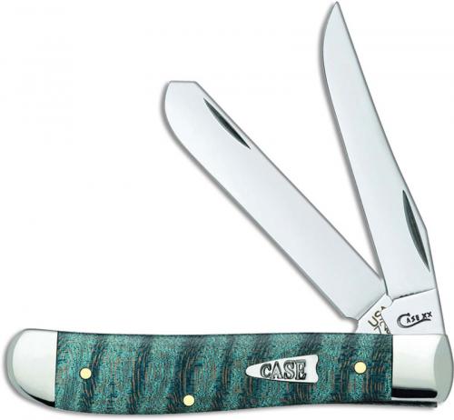 Case Mini Trapper Knife 23366 Turquoise Curly Maple 7207SS