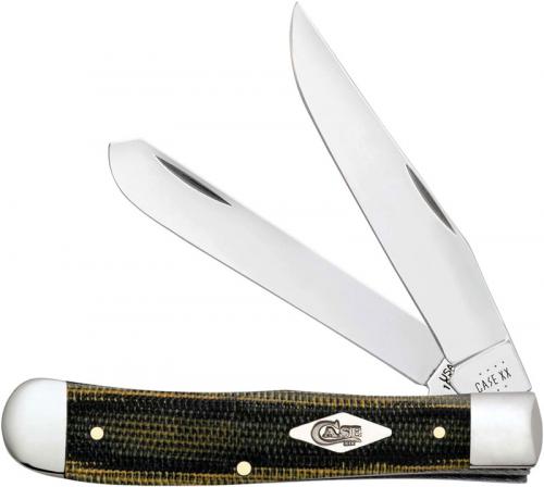 Case Trapper Knife 23470 - Green and Black Micarta - 10254SS