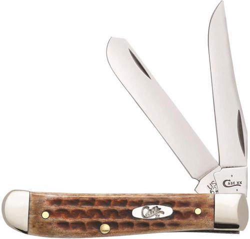 Case Mini Trapper Knife 23651 Pocket Worn Burnt Brown Bone 6207SS