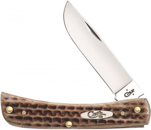 Case Sod Buster Jr Knife 23653 Pocket Worn Burnt Brown Bone 6137SS