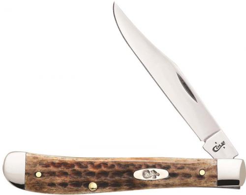 Case Slimline Trapper Knife 23657 Pocket Worn Burnt Brown Bone 61048SS