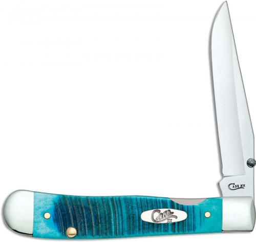 Case Kickstart TrapperLock Knife 25594 Caribbean Blue Bone Assisted Open 6154ACSS