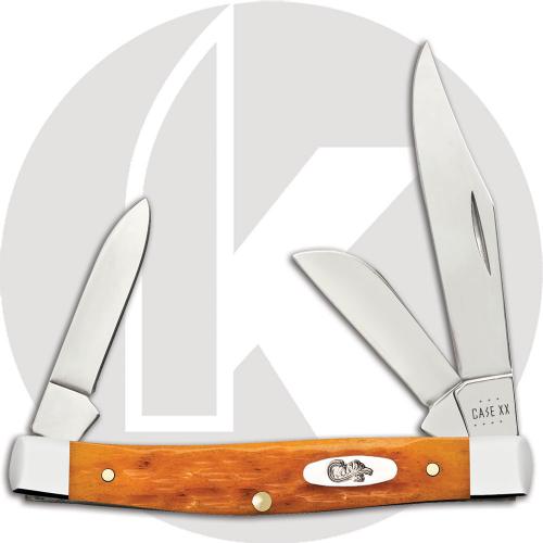 Case Medium Stockman 26562 Knife - Peach Seed Jigged Persimmon Orange Bone - 6344SS