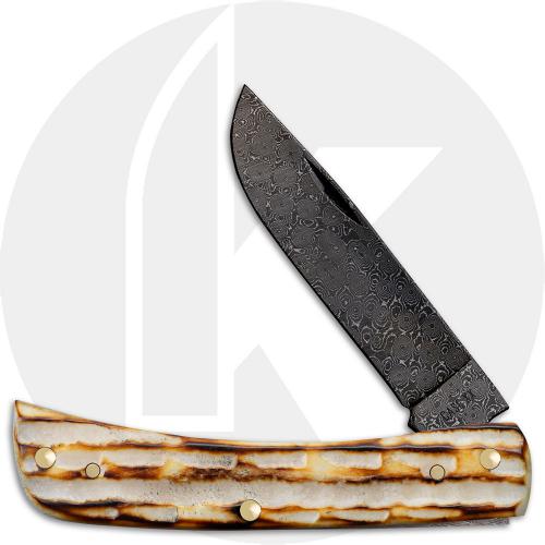 Case Sod Buster Jr 27235 Knife - Damascus - Deep Canyon Jigged Burnt Natural Bone - 6137DAM