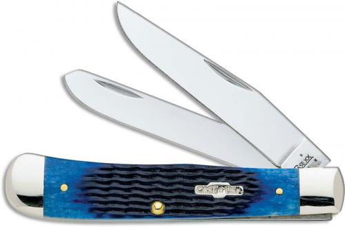 Case Knives: Case Trapper Knife, Navy Blue Bone Handle, CA-2800