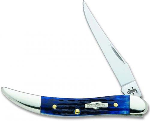 Case Knives: Case Small Texas Toothpick Knife, Navy Blue Bone Handle, CA-2804