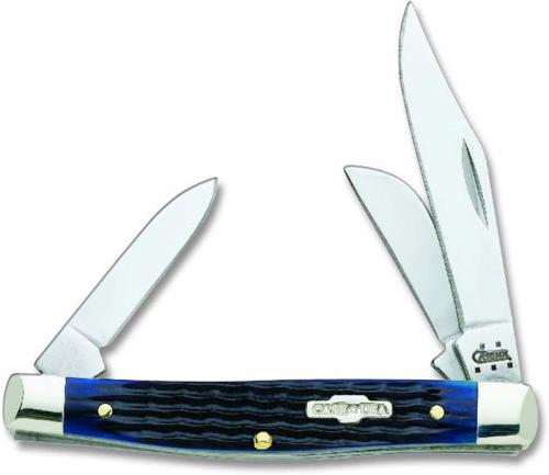 Case Knives: Case Medium Stockman Knife, Navy Blue Bone Handle, CA-2806