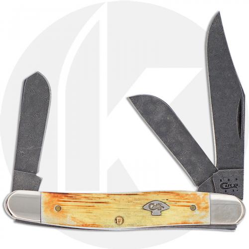 Case Stockman Knife 02857 - Raindrop Damascus - Burnt Natural Bone - 6347 DAM - Discontinued - BNIB - LTD 500