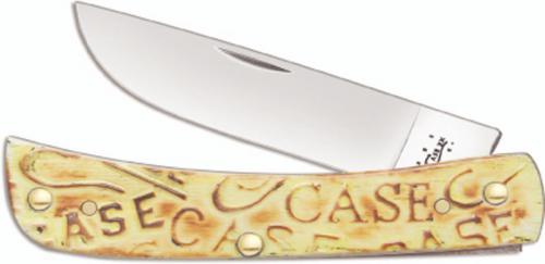 Case Sod Buster Jr Knife, Burnt Oatmeal Carved Bone, CA-31758