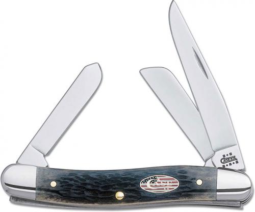 Case Medium Stockman Knife 03518 - Stars and Stripes - Pitch Black Bone - 6318SS - Discontinued - BNIB