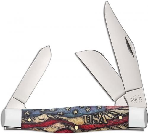 Case Large Stockman Knife 36032 Vintage Flag Embellished Smooth Natural Bone 6375SS