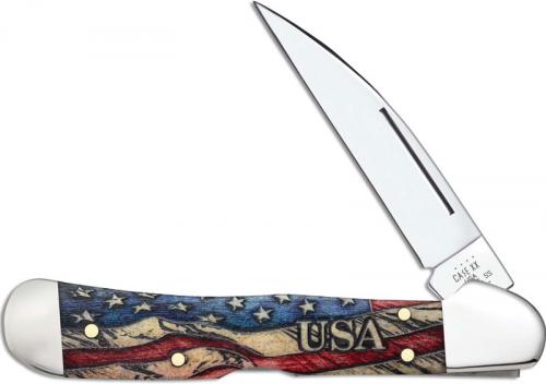 Case CopperLock Knife 36033 Vintage Flag Embellished Smooth Natural Bone 61549WLSS