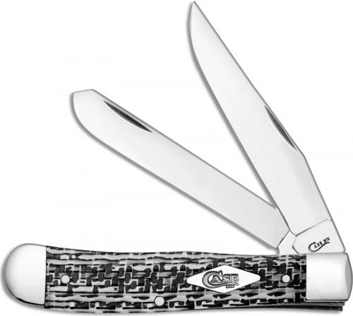 Case Trapper Knife 38920 Black and White Carbon Fiber 10254SS