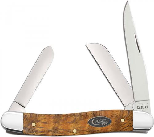 Case Medium Stockman Knife 47122 - Yellow Curly Oak - 7318SS