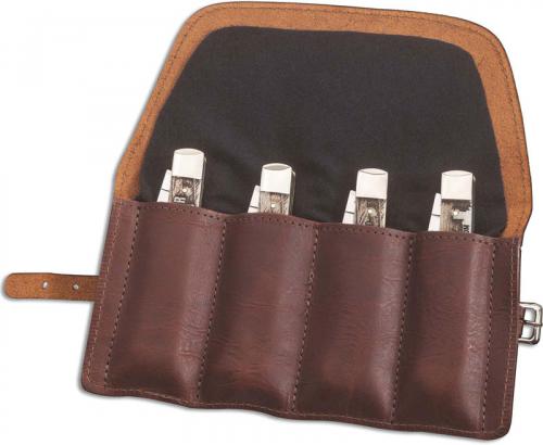 Case 50246 Gentleman's Knife Roll, Leather with Flannel Lining Holds 4 Medium Size Folding Knives