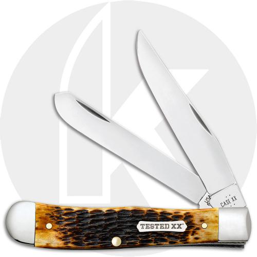 Case Trapper 51390 Knife - Rogers Jigged Burnt Amber Bone - 6254CS