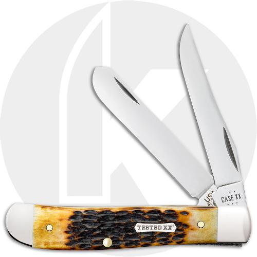 Case Mini Trapper 51391 Knife - Rogers Jigged Burnt Amber Bone - 6207CS