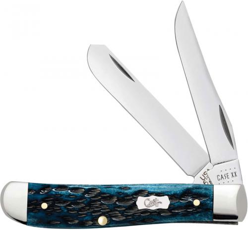 Case Mini Trapper Knife 51852 - Pocket Worn Mediterranean Blue Bone - 6207SS
