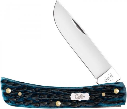 Case Sod Buster Jr Knife 51854 - Pocket Worn Mediterranean Blue Bone - 6137SS