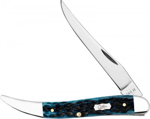 Case Medium Texas Toothpick Knife 51855 - Pocket Worn Mediterranean Blue Bone - 610094SS