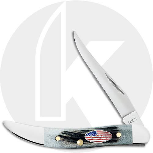 Case Small Texas Toothpick 53064 Knife - Sawcut Jigged Gray Bone - 610096SS