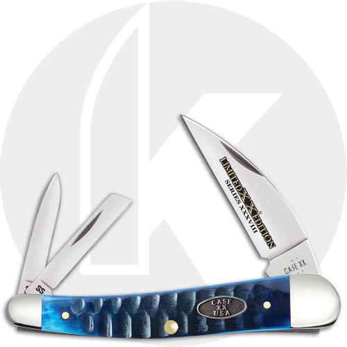 Case Limited Edition XXXVIII Seahorse Whittler 53983 Knife - Gator Jigged Ocean Blue Bone - 6355WHSS
