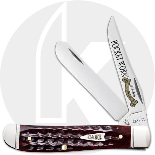 Case Mini Trapper 55231 Knife - Pocket Worn 30th Anniversary - Jigged Pocket Worn Mahogany Bone - 6207SS