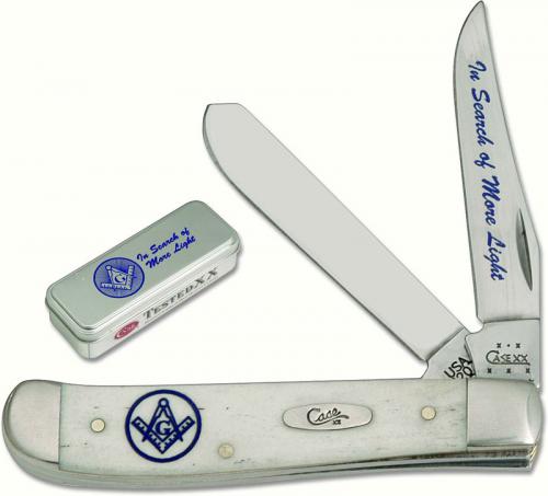 Case Knives: Case Masonic Mini Trapper Knife with Tin, CA-5685