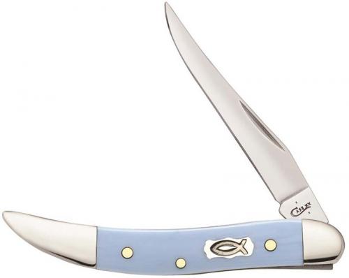 Case Small Texas Toothpick Knife 63542 Ice Blue Ichthus 410096SS