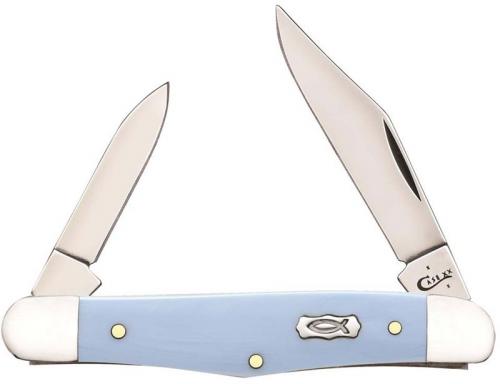 Case Half Whittler Knife 63543 Ice Blue Ichthus 4208SS