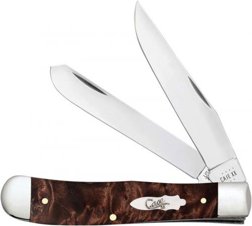 Case Trapper Knife 64060 - Brown Maple Burl Wood - 7254SS