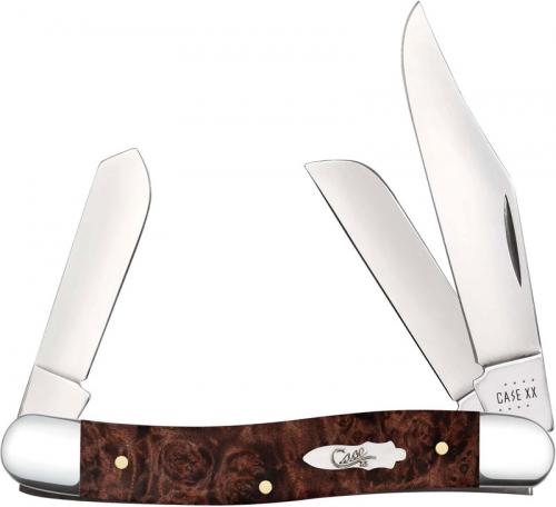 Case Stockman Knife 64065 - Brown Maple Burl Wood - 7347SS